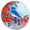 Designart - Bright Bird Bullfinch Sitting On A Branch III - Traditional Metal Circle Wall Art